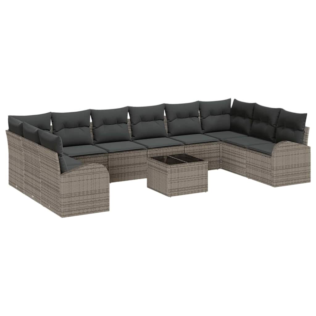 Kanapé Szett párnával 11 pcs Szürke Polyrattan