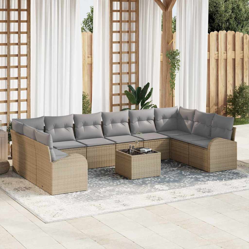 Kanapé Szett párnával 11 pcs Bézs Polyrattan