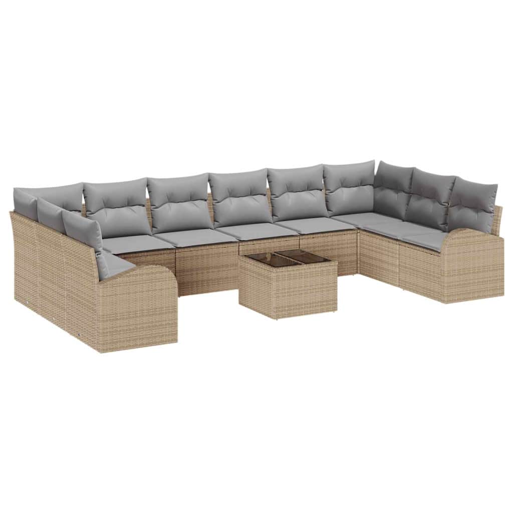 Kanapé Szett párnával 11 pcs Bézs Polyrattan
