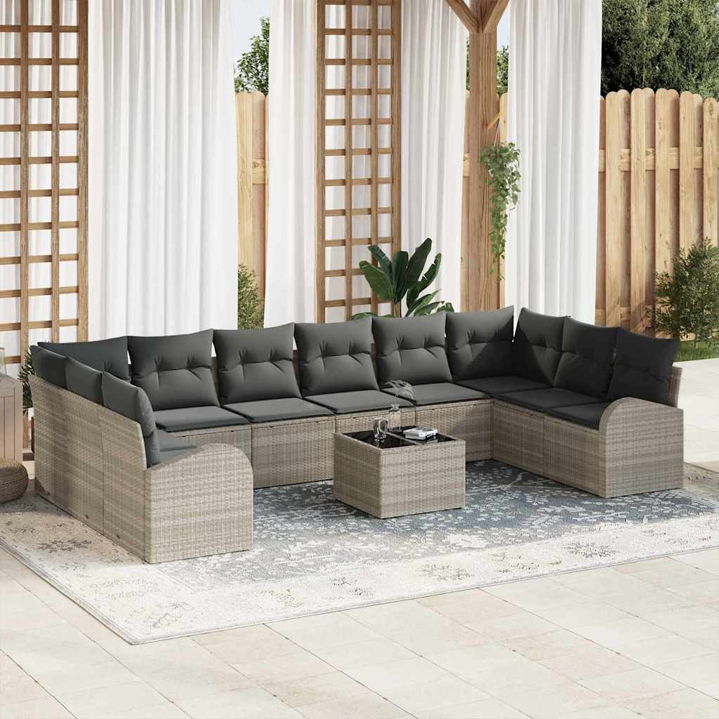 Kanapé Szett párnával 11 pcs Világosszürke Polyrattan