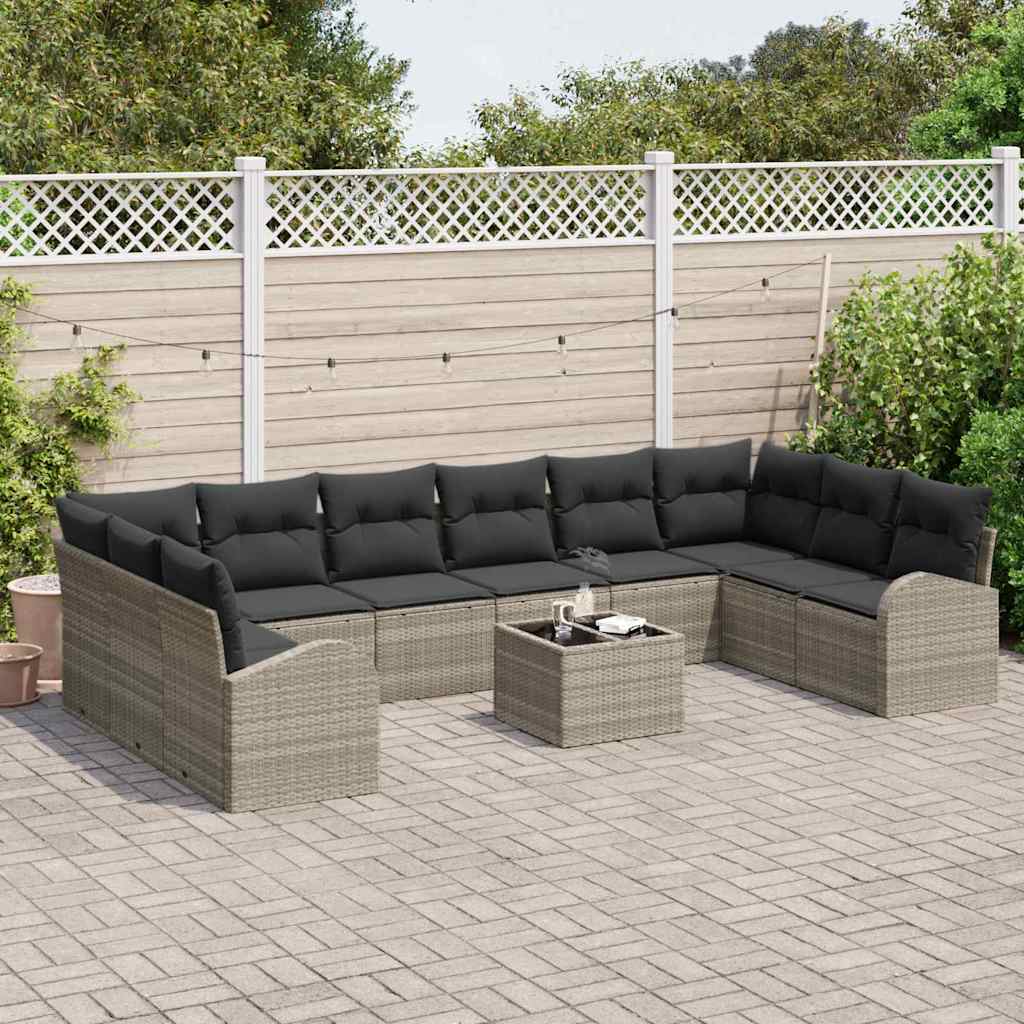 Kanapé Szett párnával 11 pcs Világosszürke Polyrattan
