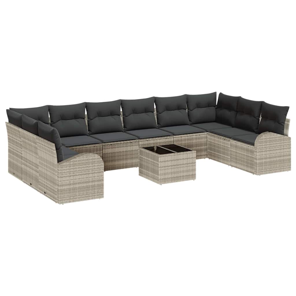 Kanapé Szett párnával 11 pcs Világosszürke Polyrattan