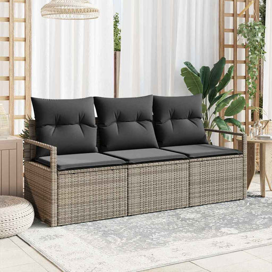 Kanapé Szett 3 pcs Szürke polirattan