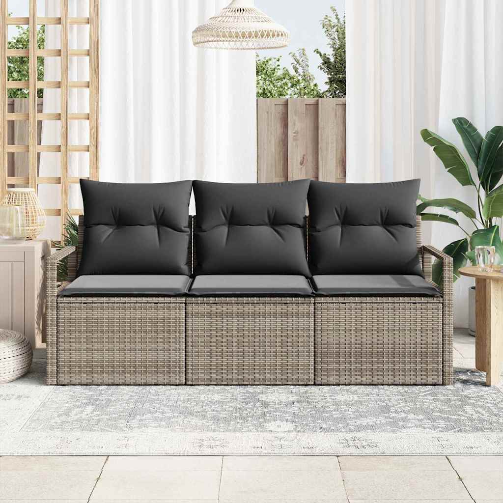 Kanapé Szett 3 pcs Szürke polirattan