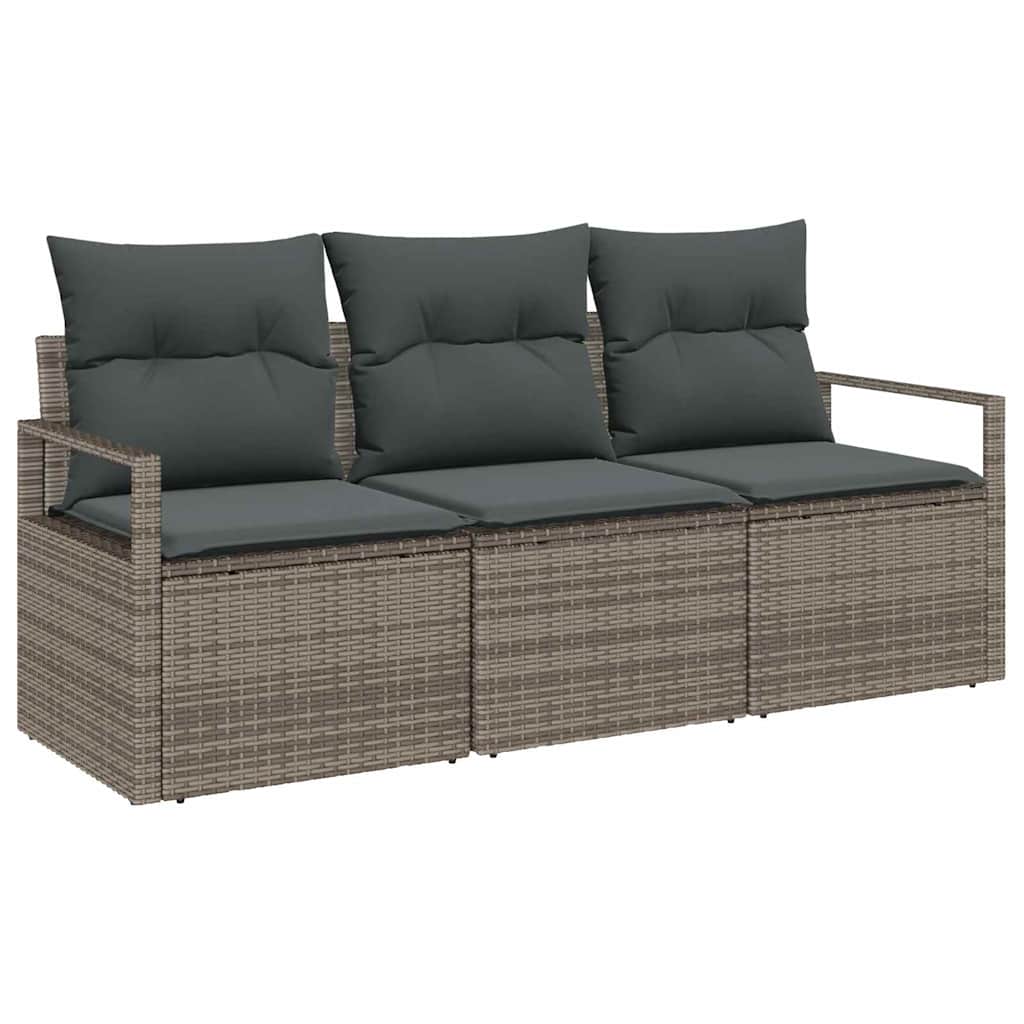 Kanapé Szett 3 pcs Szürke polirattan