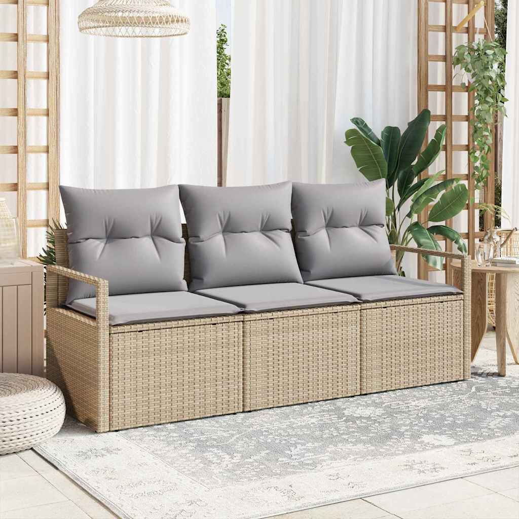 Kanapé Szett 3 pcs Bézs polirattan