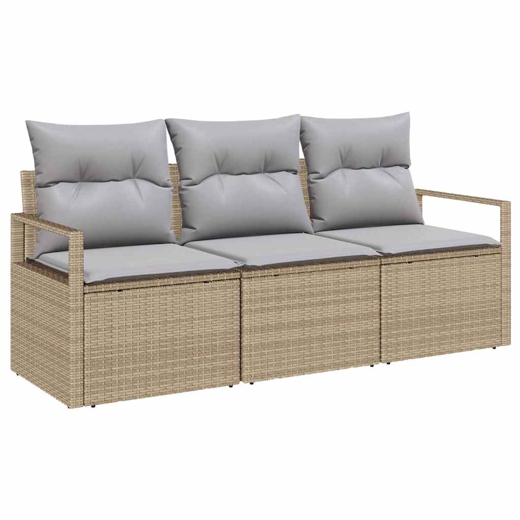 Kanapé Szett 3 pcs Bézs polirattan