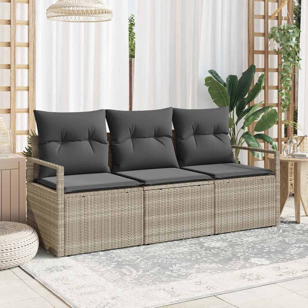 Kanapé Szett 3 pcs Világosszürke polirattan