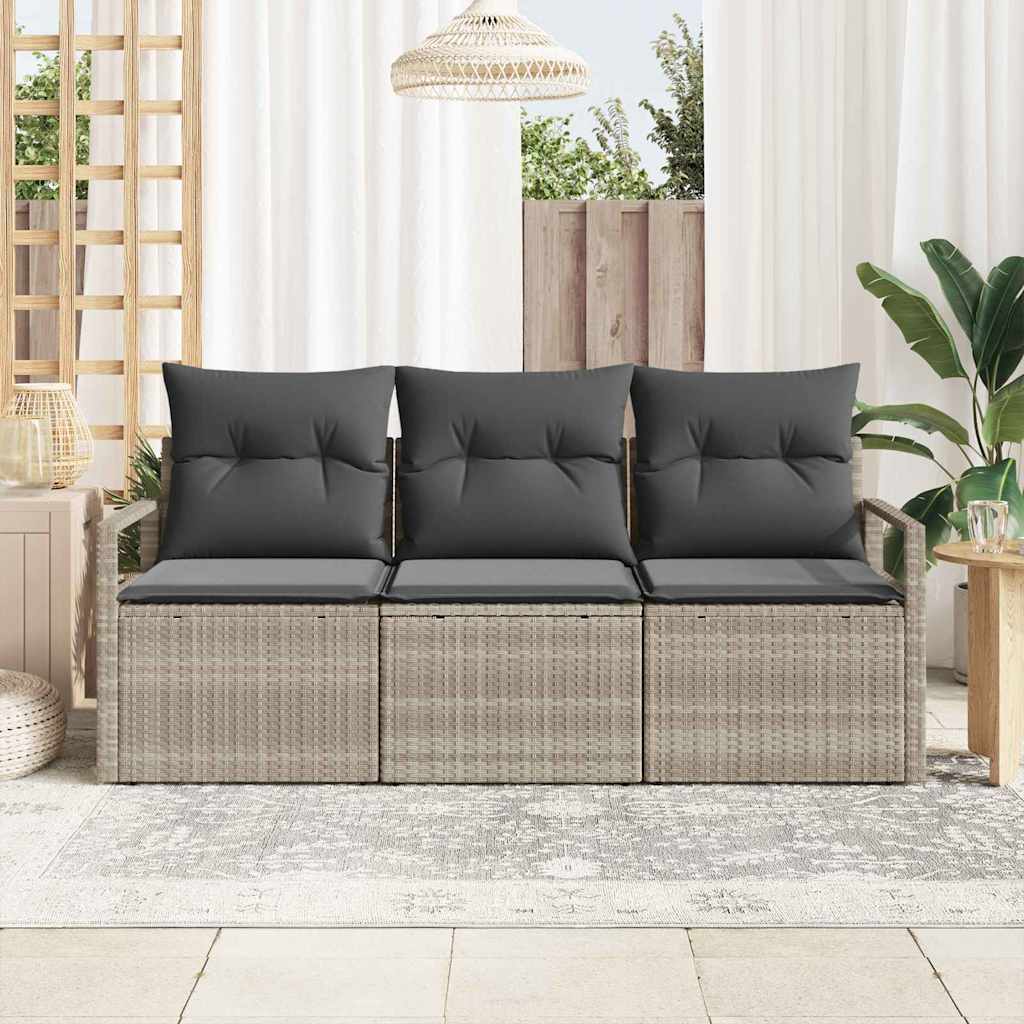 Kanapé Szett 3 pcs Világosszürke polirattan