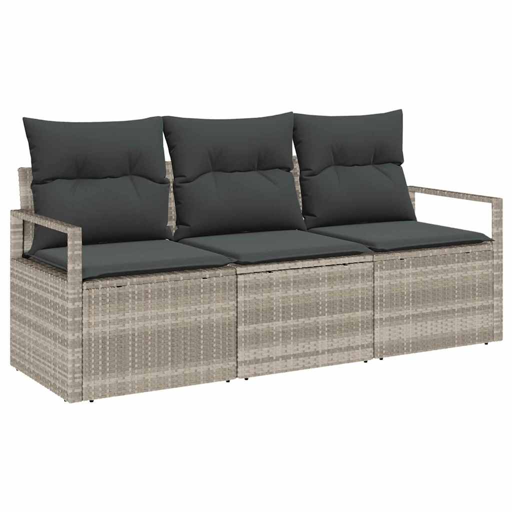Kanapé Szett 3 pcs Világosszürke polirattan