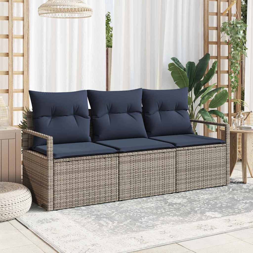 Kanapé Szett 3 pcs Szürke polirattan