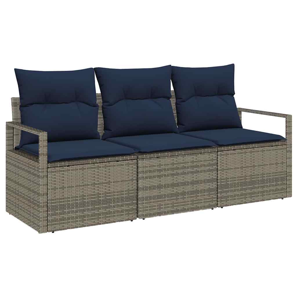 Kanapé Szett 3 pcs Szürke polirattan