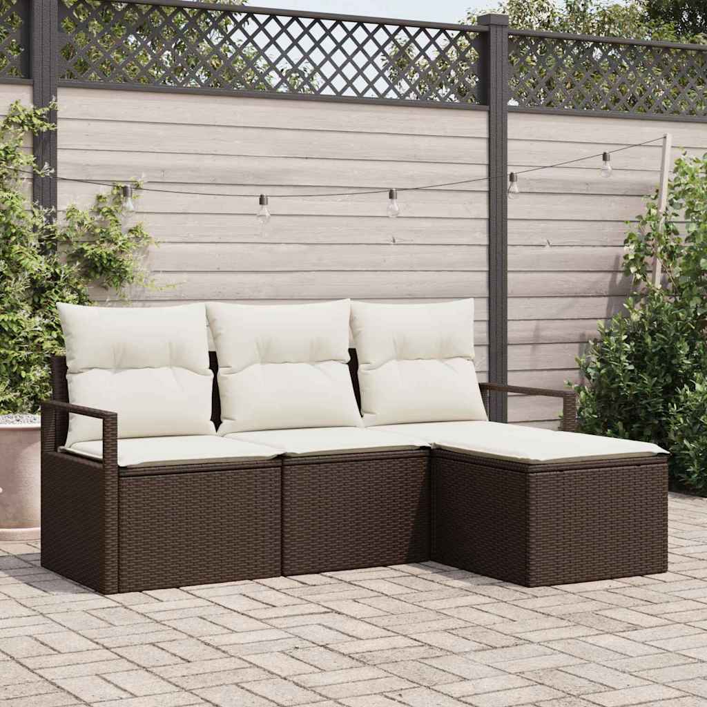 Kanapé Szett 4 pcs Barna polirattan