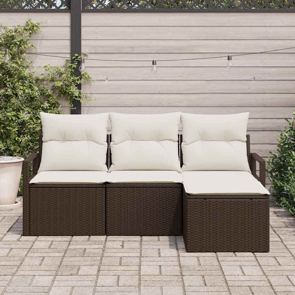 Kanapé Szett 4 pcs Barna polirattan