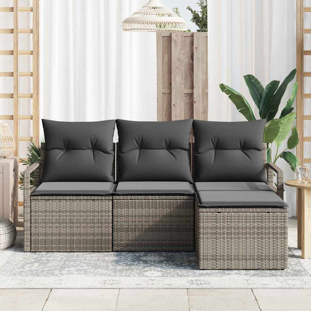 Kanapé Szett 4 pcs Szürke polirattan