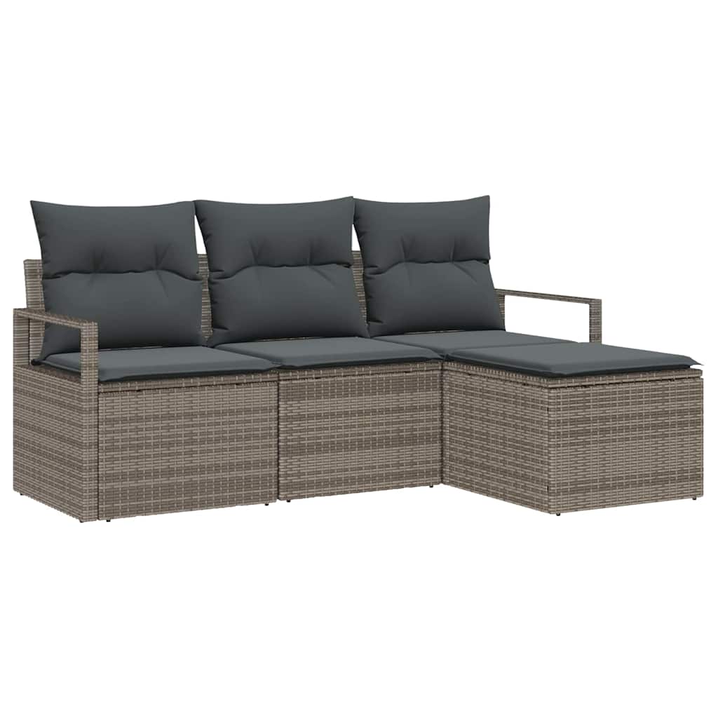 Kanapé Szett 4 pcs Szürke polirattan