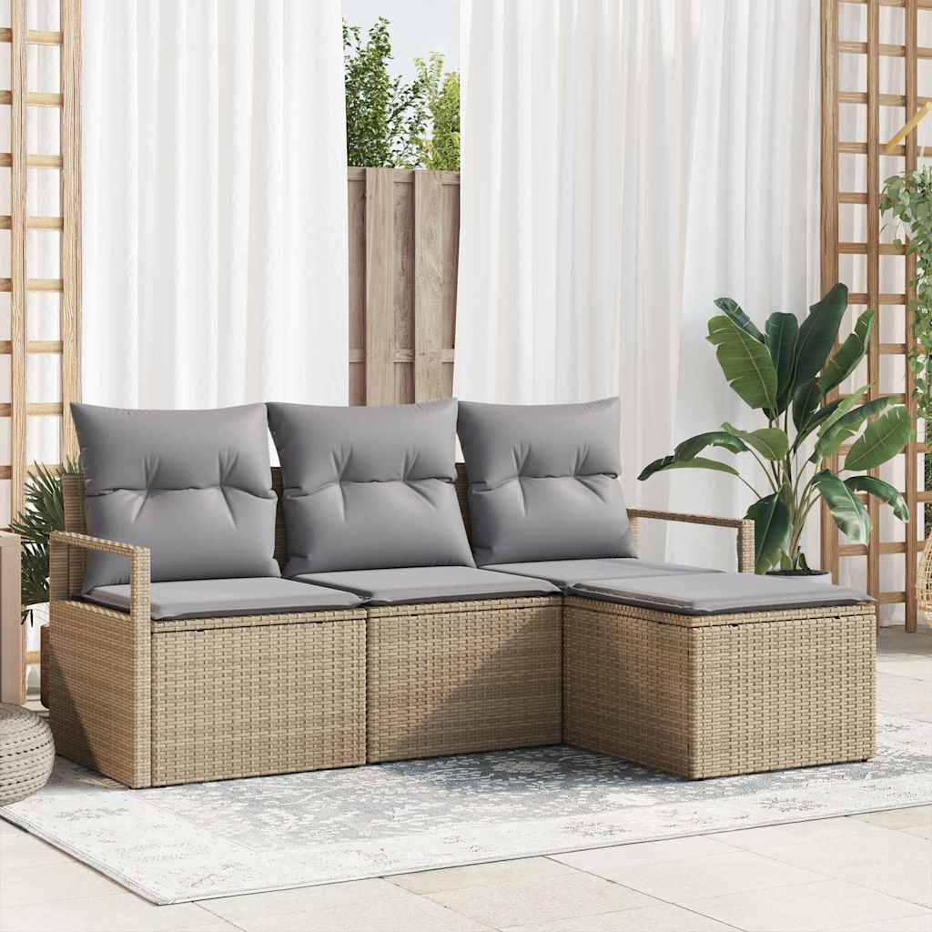 Kanapé Szett 4 pcs Bézs polirattan