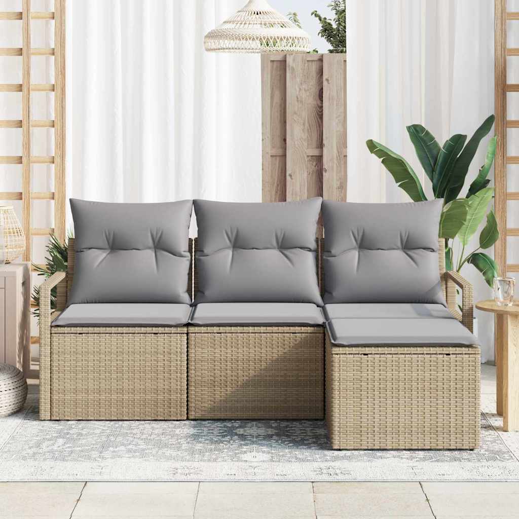 Kanapé Szett 4 pcs Bézs polirattan