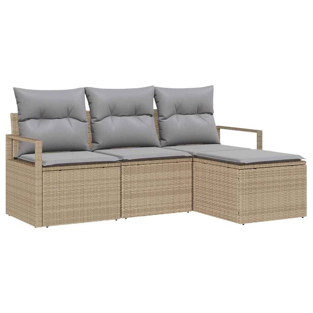 Kanapé Szett 4 pcs Bézs polirattan