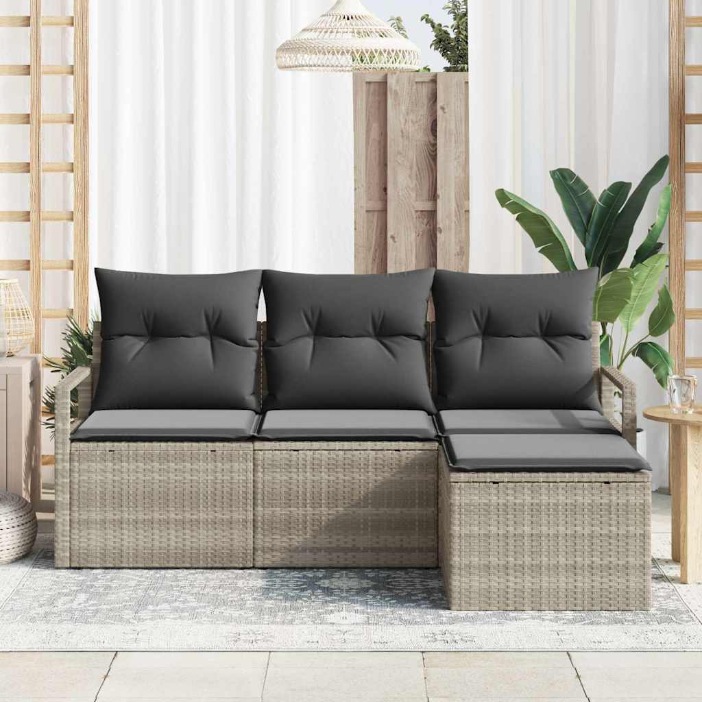 Kanapé Szett 4 pcs Világosszürke polirattan