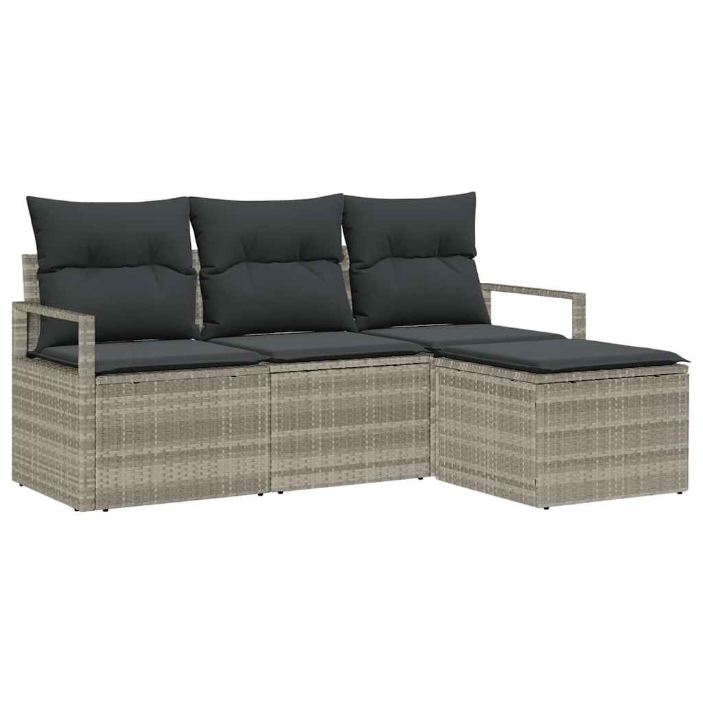 Kanapé Szett 4 pcs Világosszürke polirattan