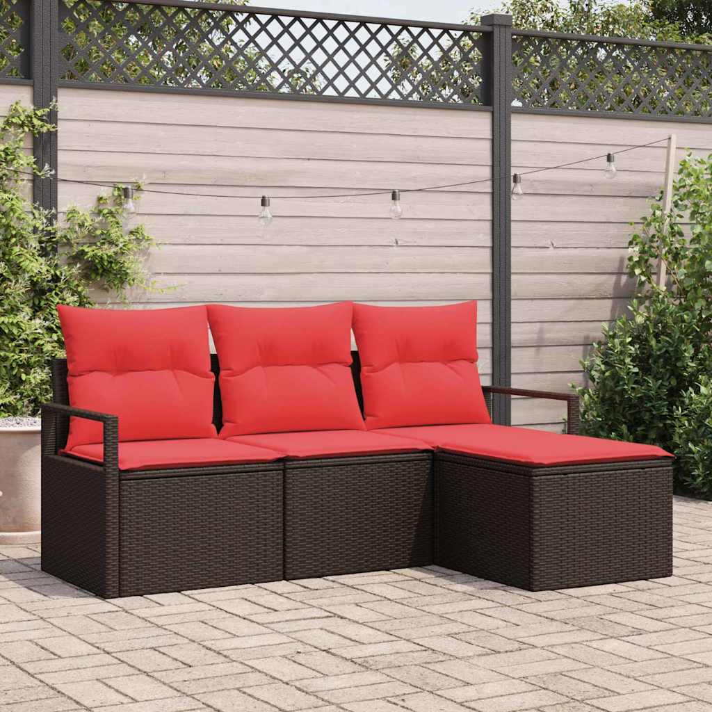 Kanapé Szett 4 pcs Barna polirattan
