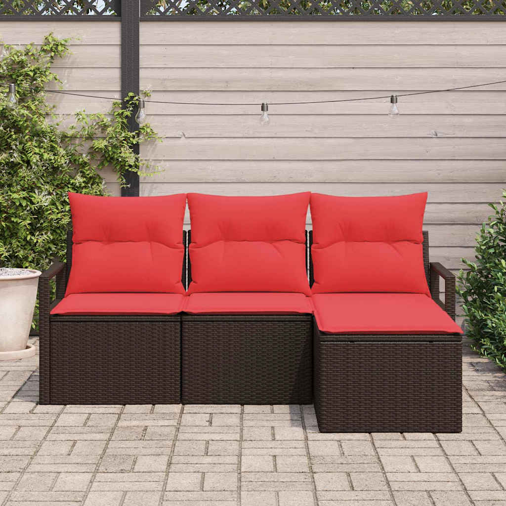 Kanapé Szett 4 pcs Barna polirattan