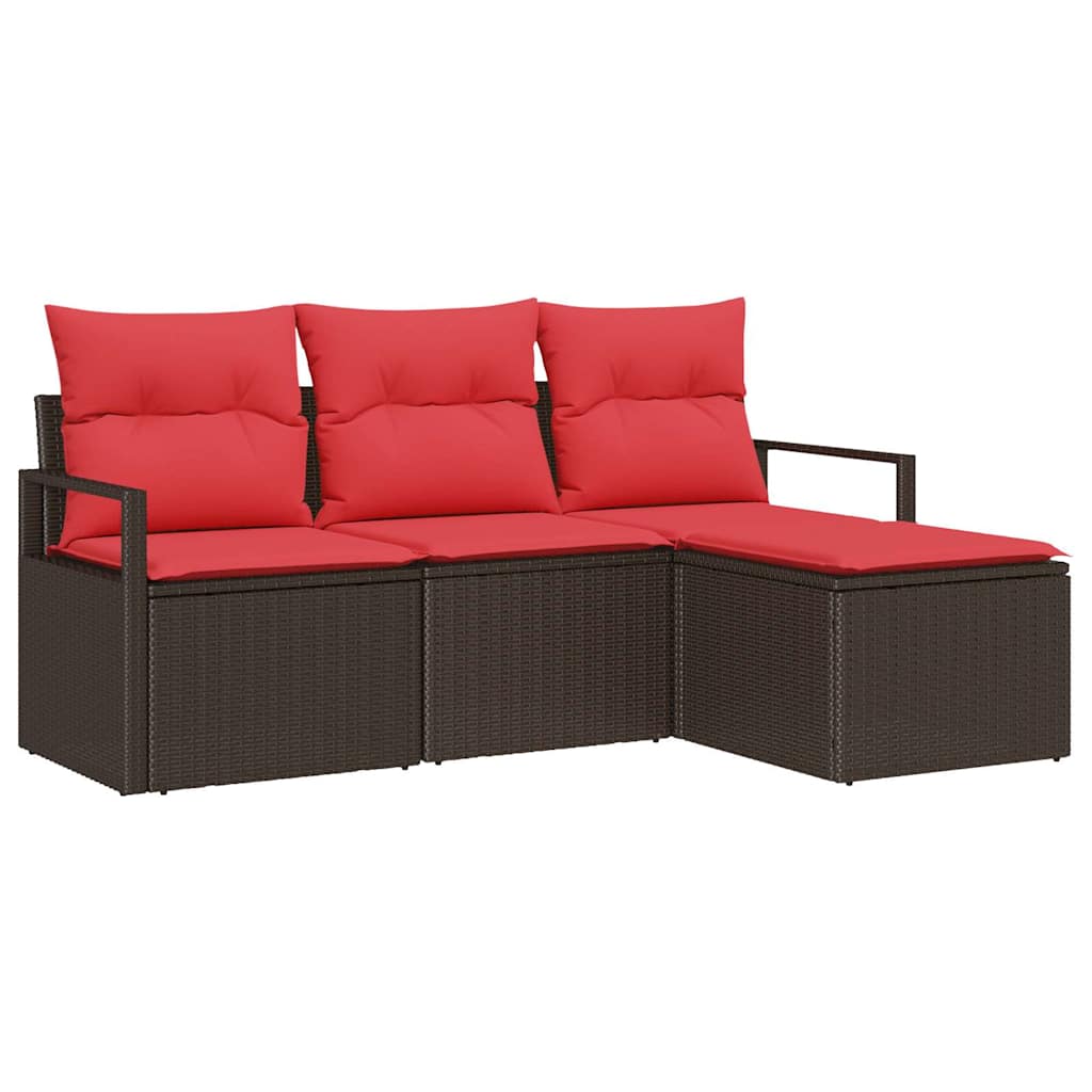 Kanapé Szett 4 pcs Barna polirattan