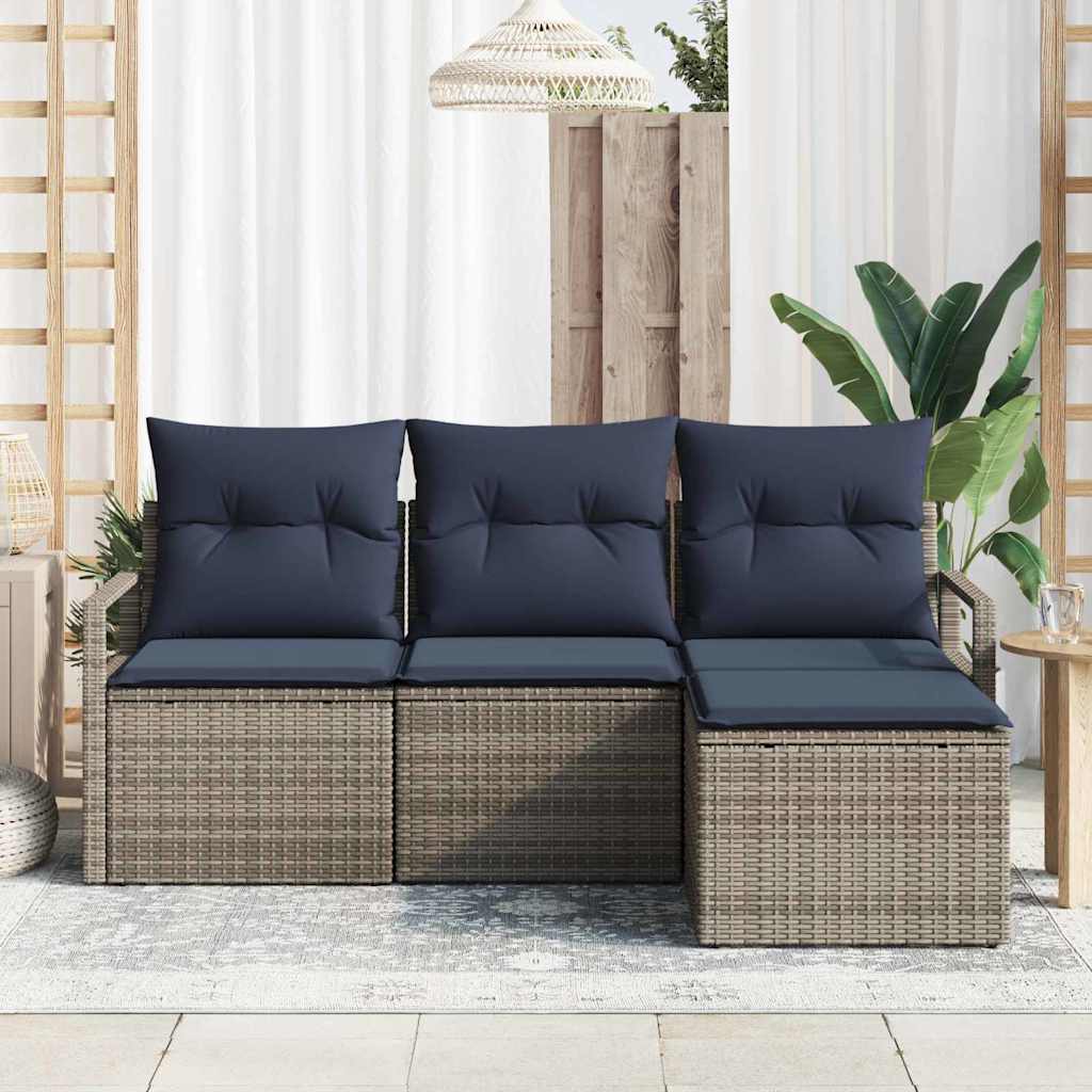 Kanapé Szett 4 pcs Szürke polirattan