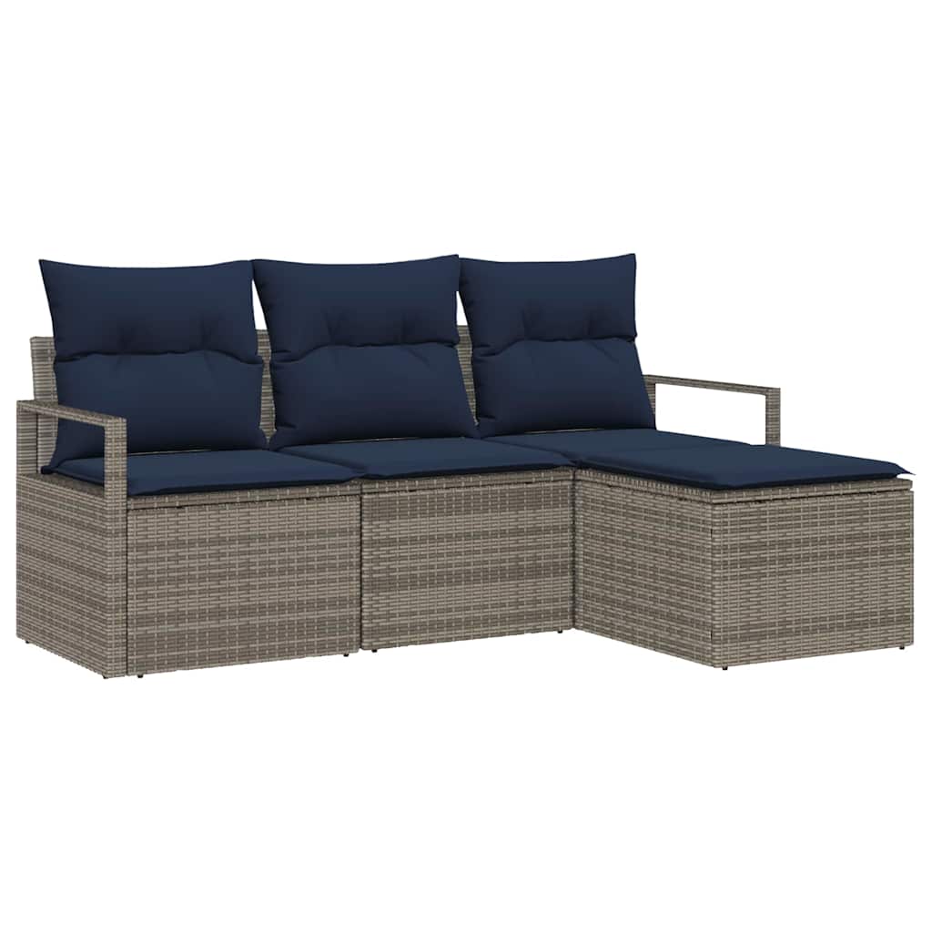 Kanapé Szett 4 pcs Szürke polirattan