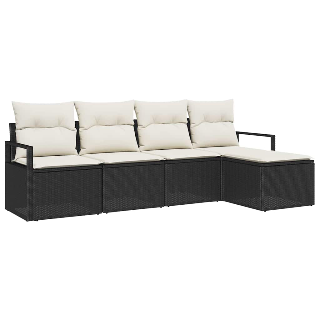 Kanapé Szett 5 pcs Fekete polirattan