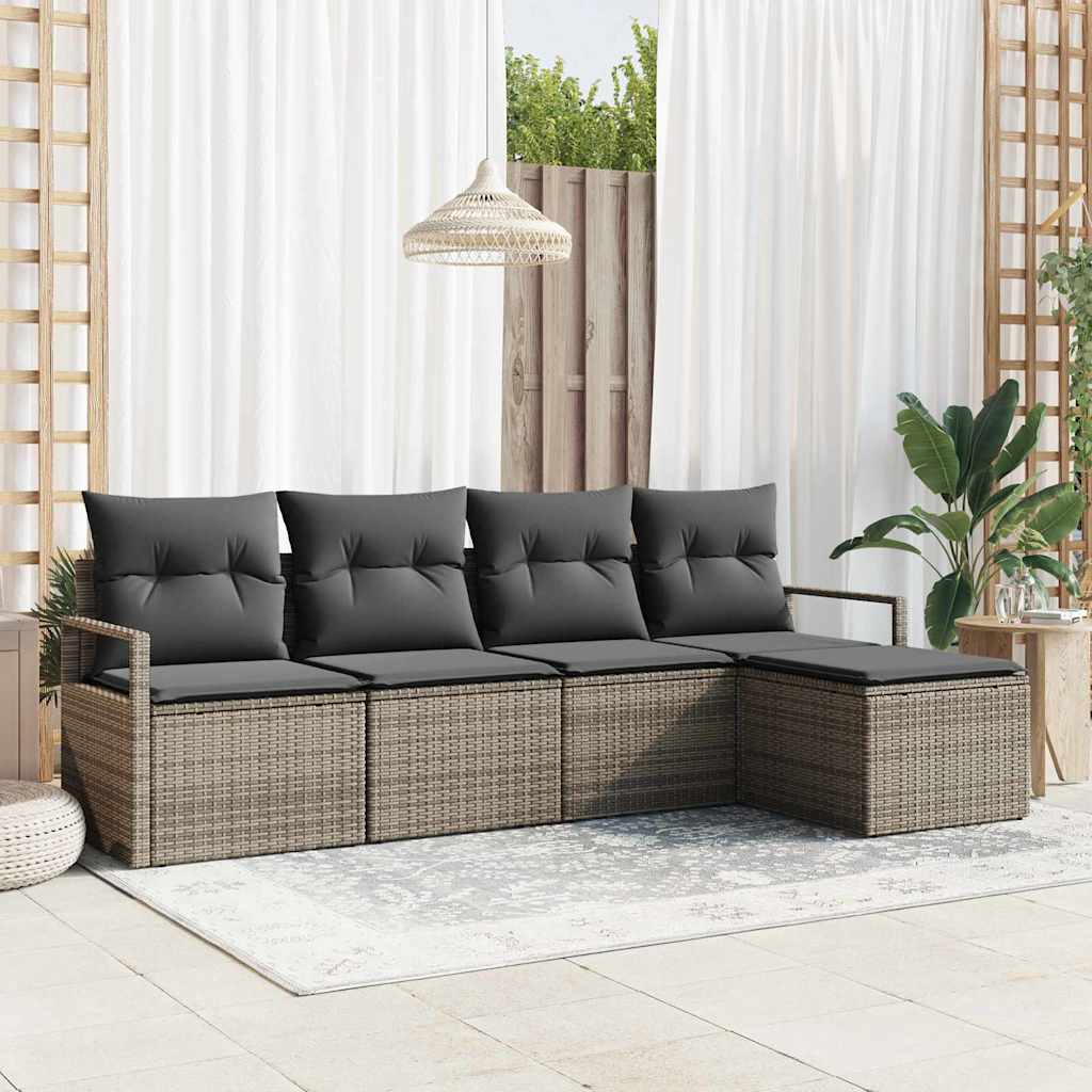 Kanapé Szett 5 pcs Szürke polirattan