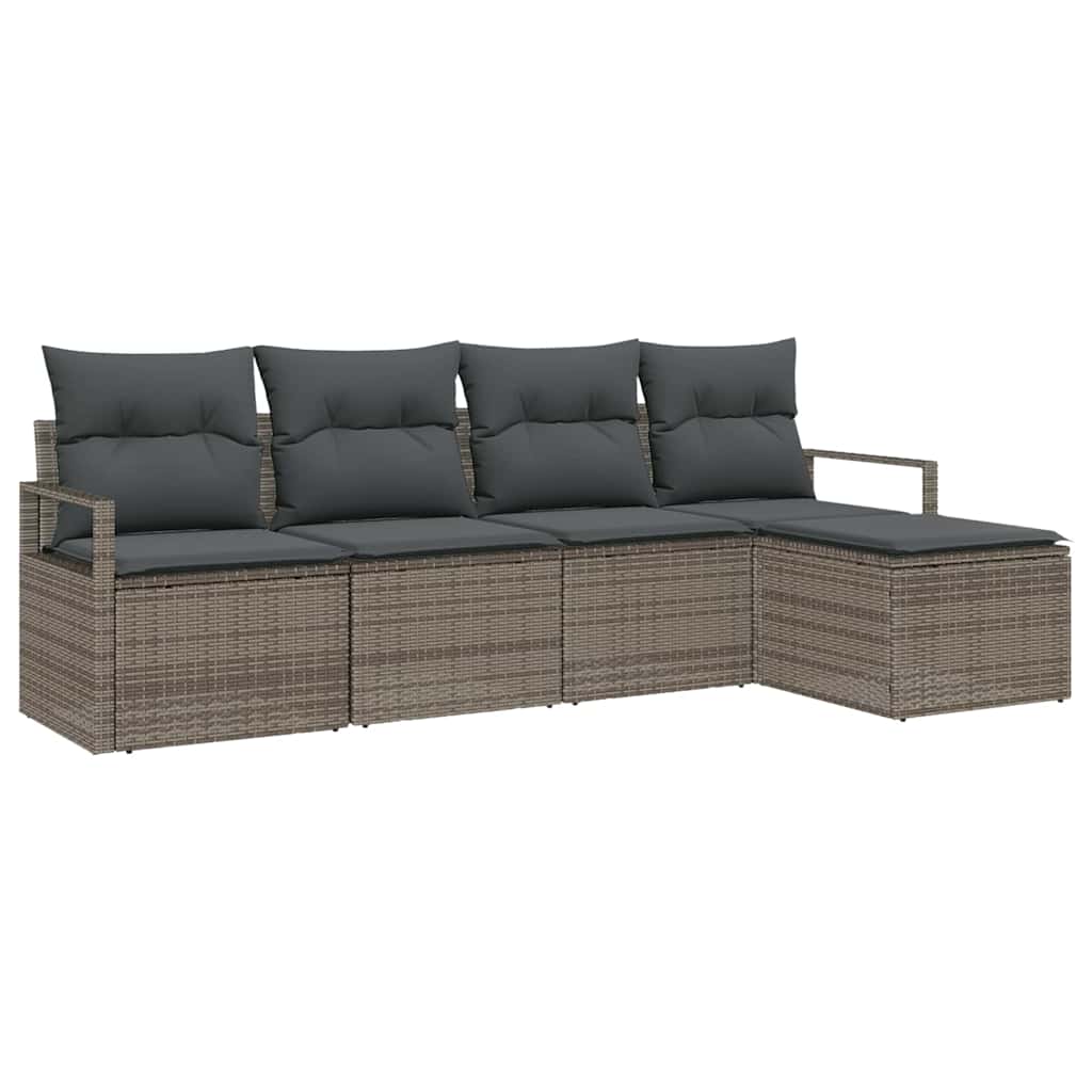 Kanapé Szett 5 pcs Szürke polirattan
