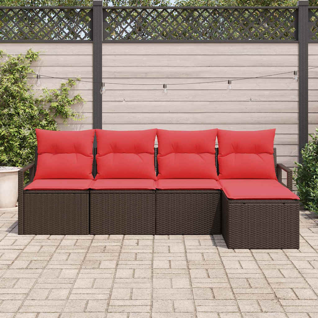 Kanapé Szett párnával 5 pcs Barna polirattan