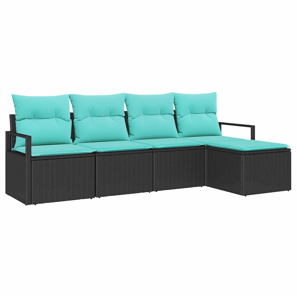 Kanapé Szett 5 pcs Fekete polirattan