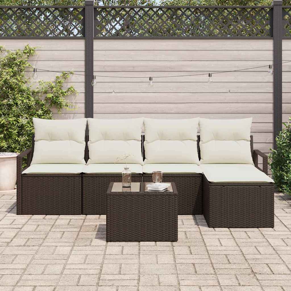 Kanapé Szett párnával 6 pcs Barna polirattan