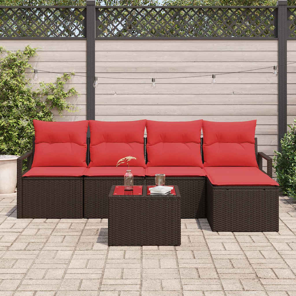 Kanapé Szett párnával 6 pcs Barna polirattan