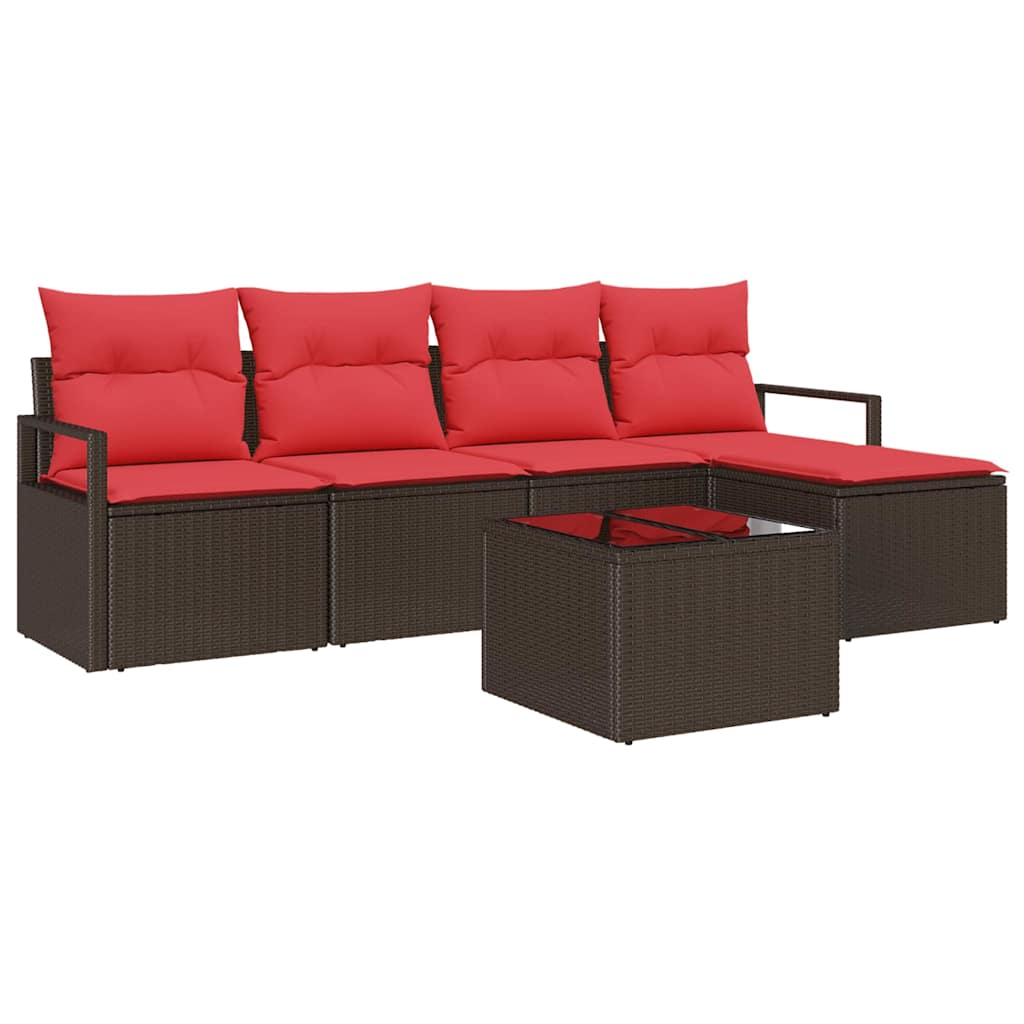 Kanapé Szett párnával 6 pcs Barna polirattan
