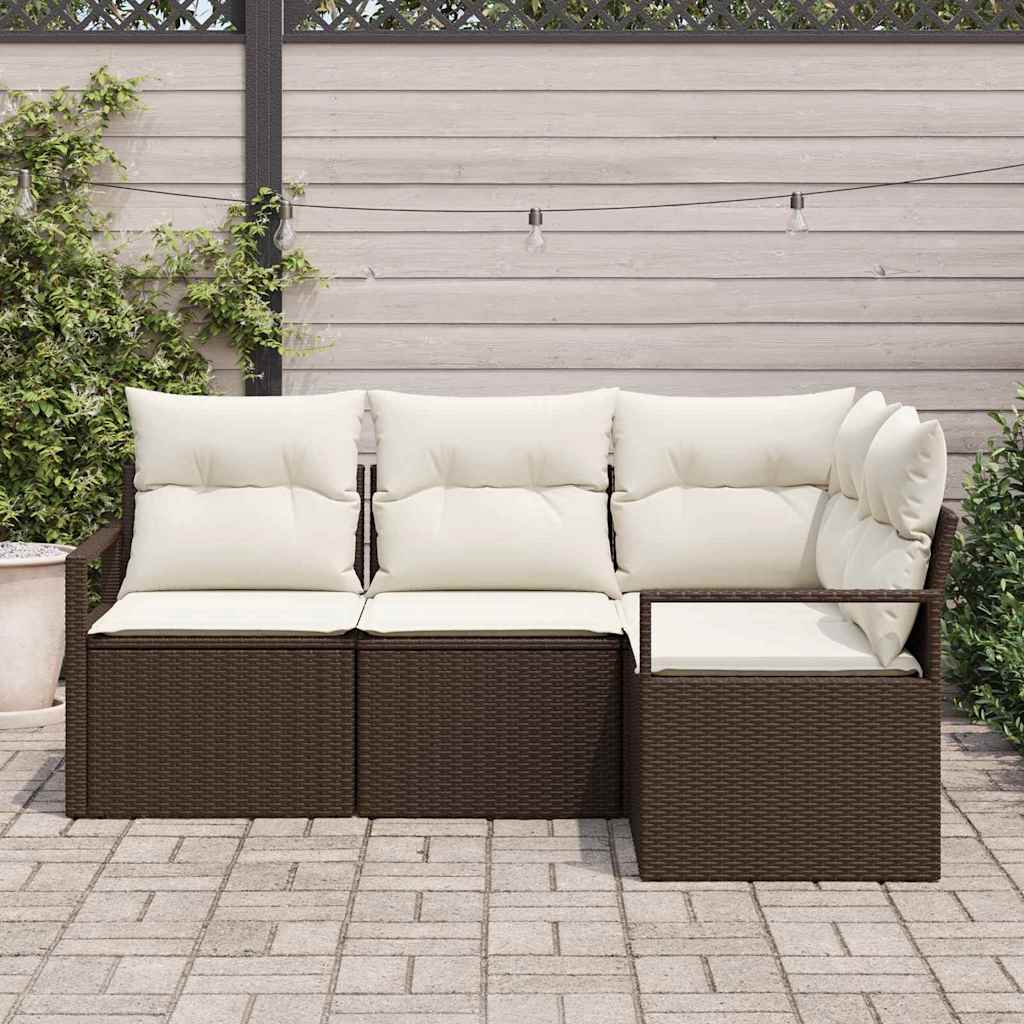 Kanapé Szett 4 pcs Barna polirattan