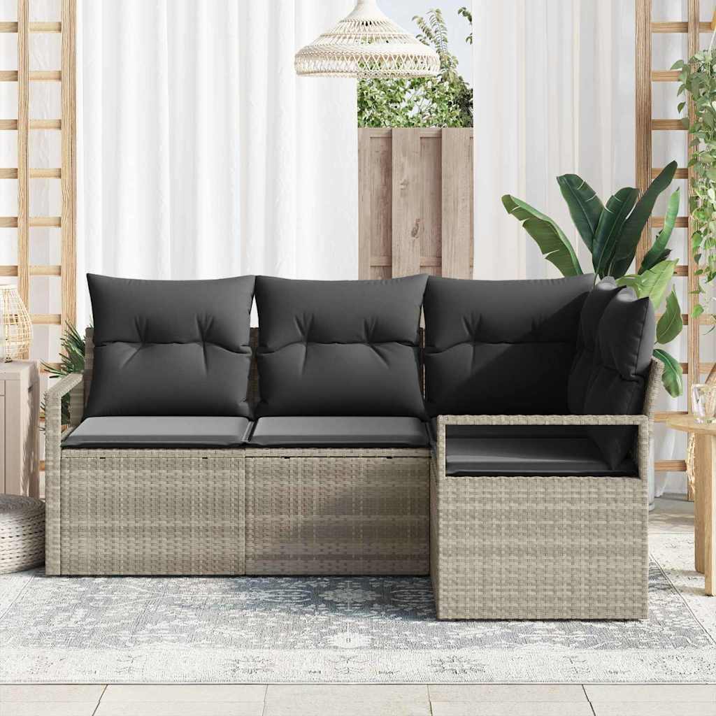 Kanapé Szett 4 pcs Világosszürke polirattan