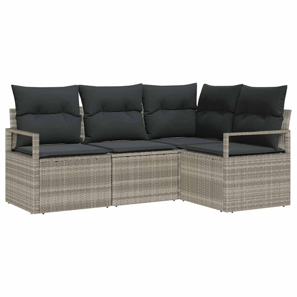 Kanapé Szett 4 pcs Világosszürke polirattan