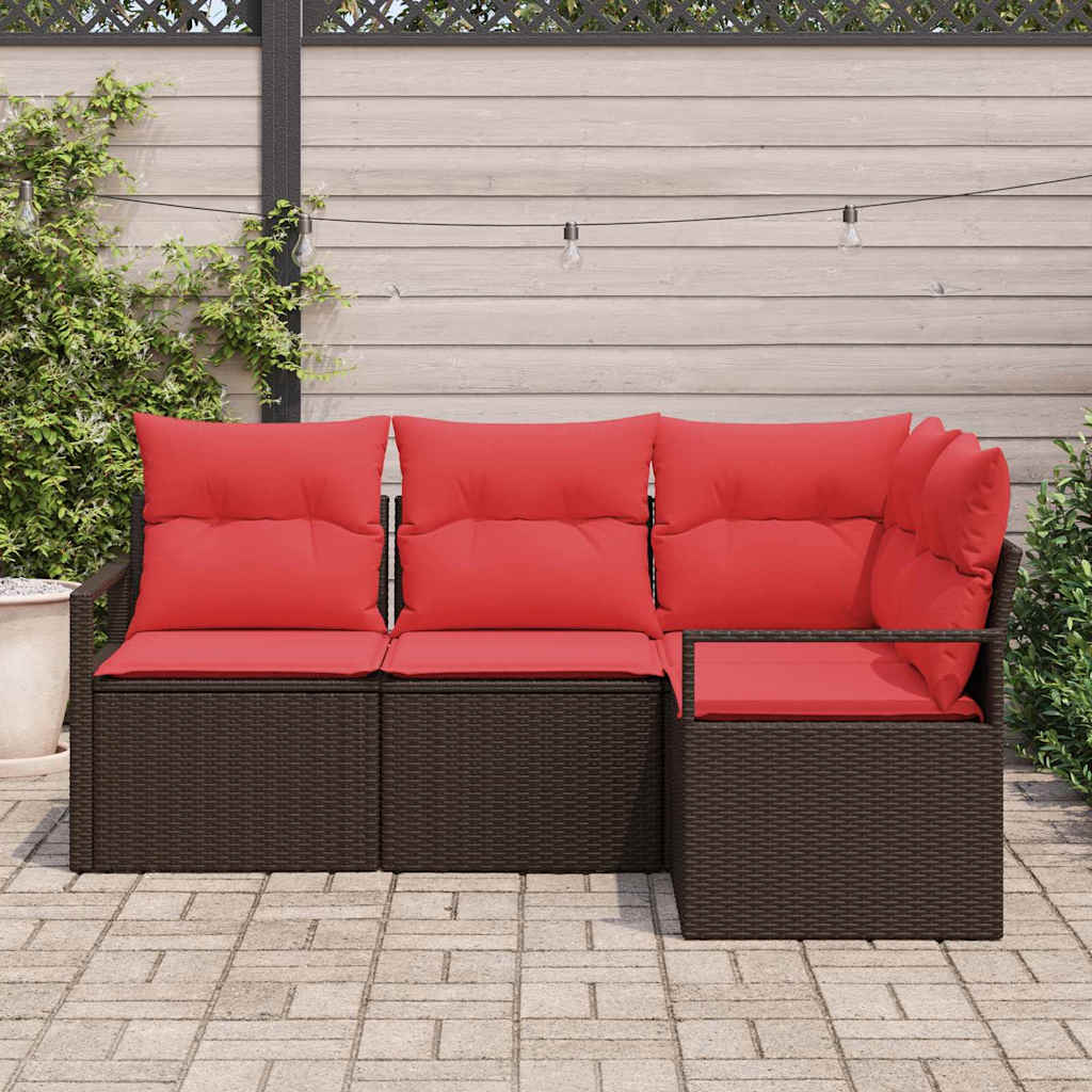 Kanapé Szett 4 pcs Barna polirattan