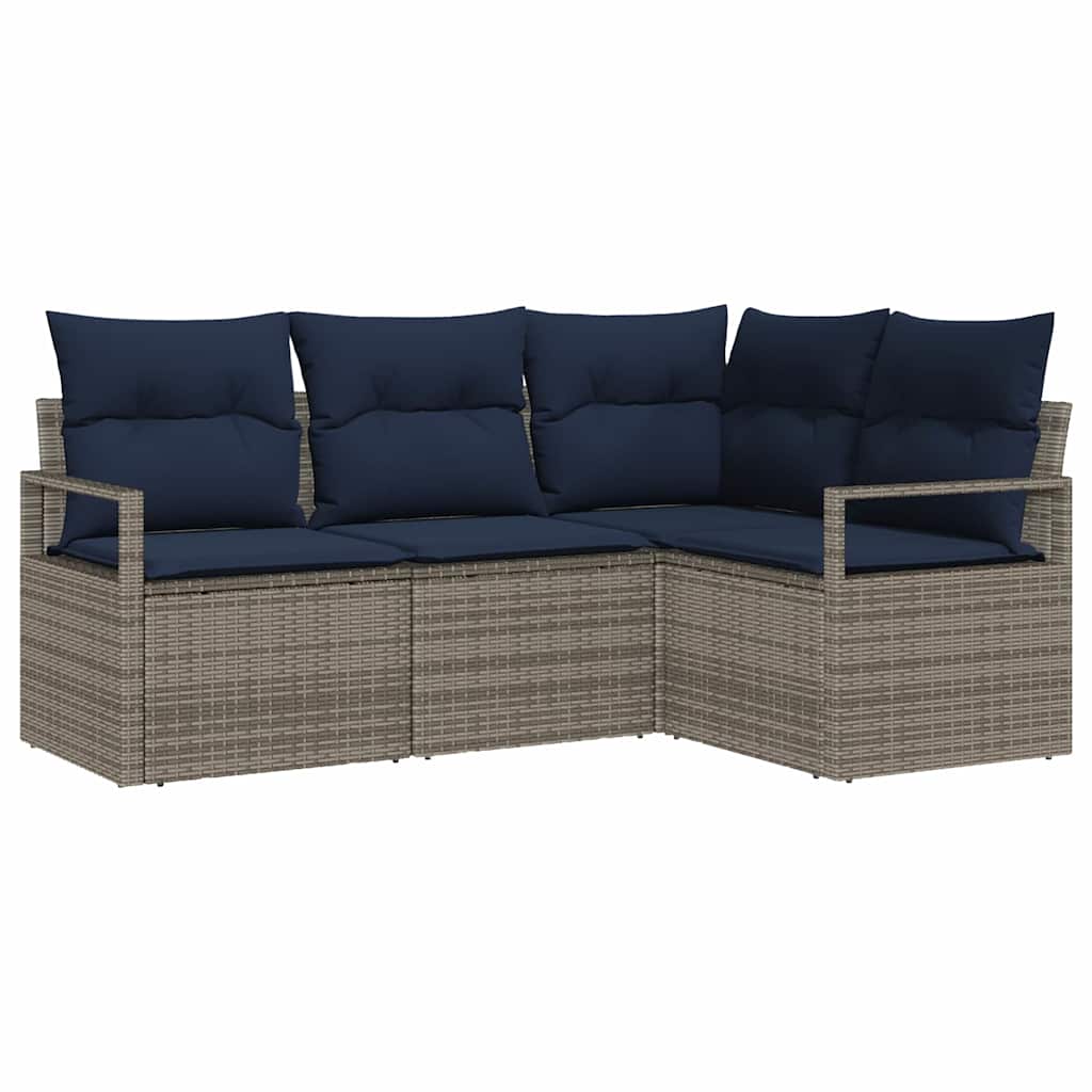 Kanapé Szett párnával 4 pcs Szürke polirattan