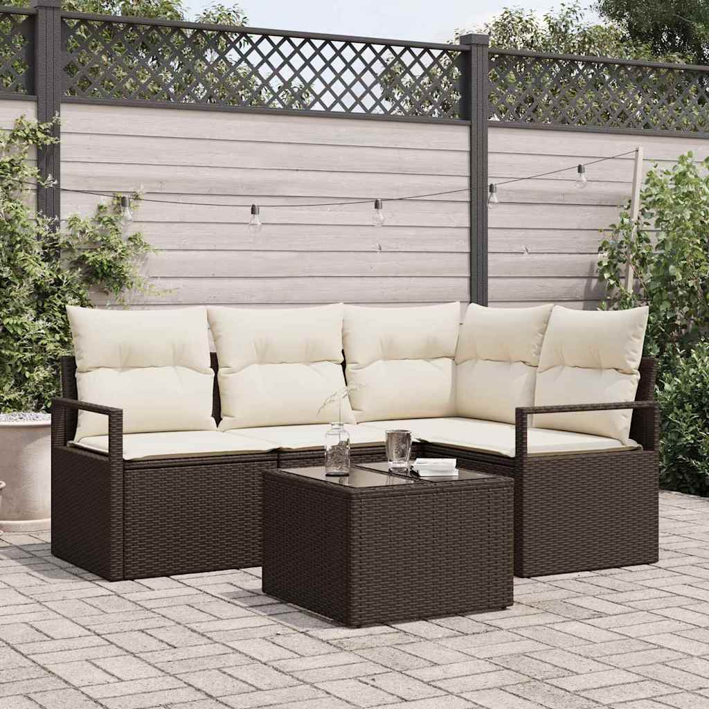 Kanapé Szett 5 pcs Barna polirattan
