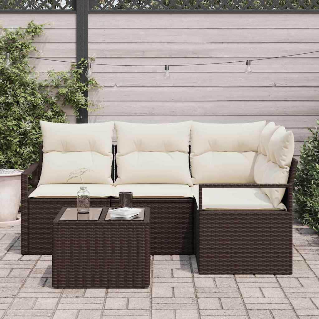 Kanapé Szett 5 pcs Barna polirattan