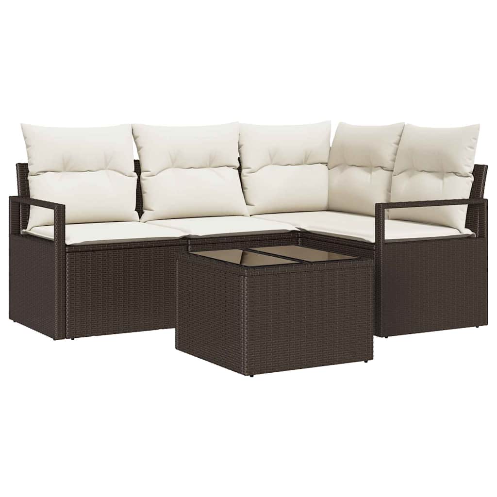 Kanapé Szett 5 pcs Barna polirattan