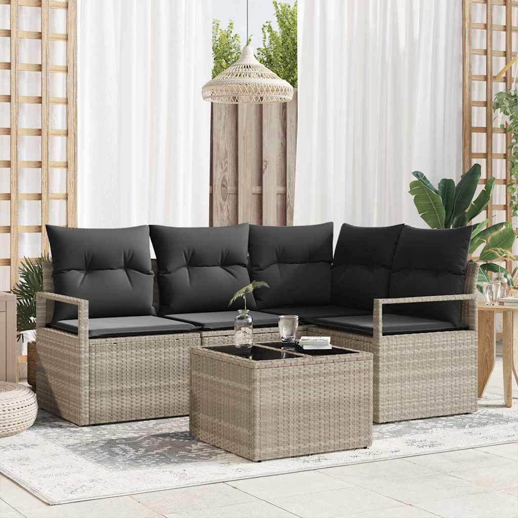 Kanapé Szett 5 pcs Világosszürke polirattan