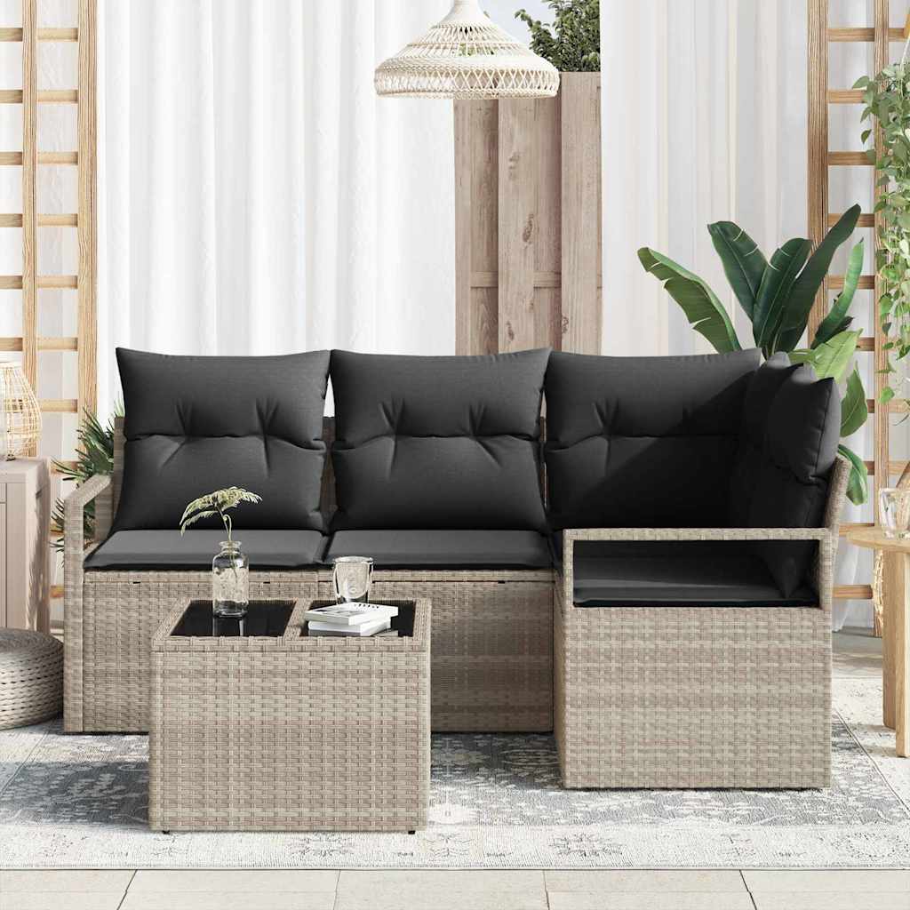 Kanapé Szett 5 pcs Világosszürke polirattan