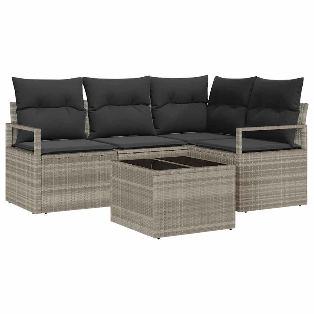 Kanapé Szett 5 pcs Világosszürke polirattan