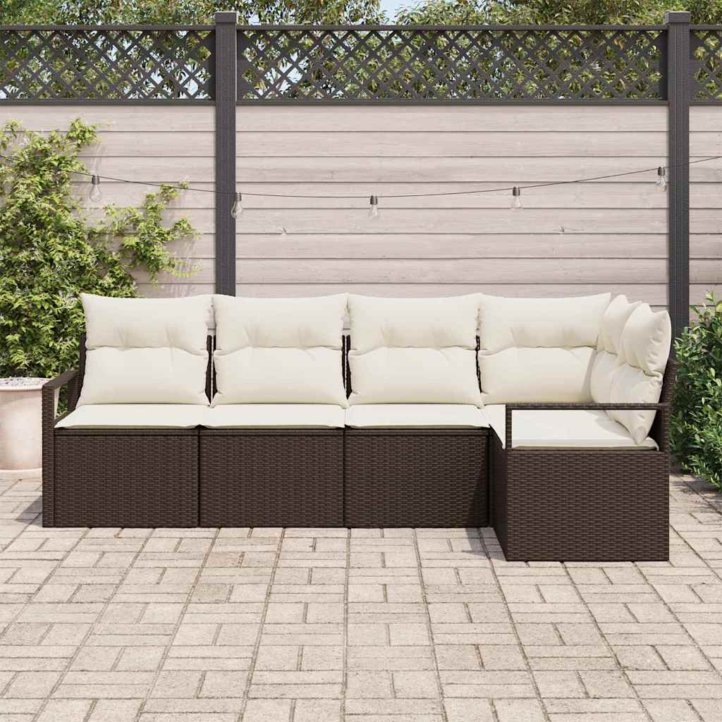 Kanapé Szett párnával 5 pcs Barna polirattan